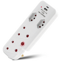 Ellies  4 Way Surge adaptor with type C + USB - WT