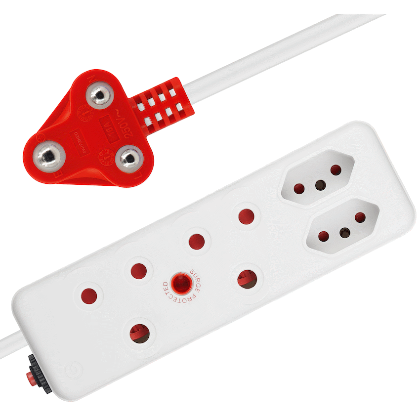 Ellies 4 Way Surge Extension Lead -5M - WT