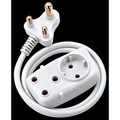 Ellies 2 way Light Duty Schuko Extension lead - 2M - WT