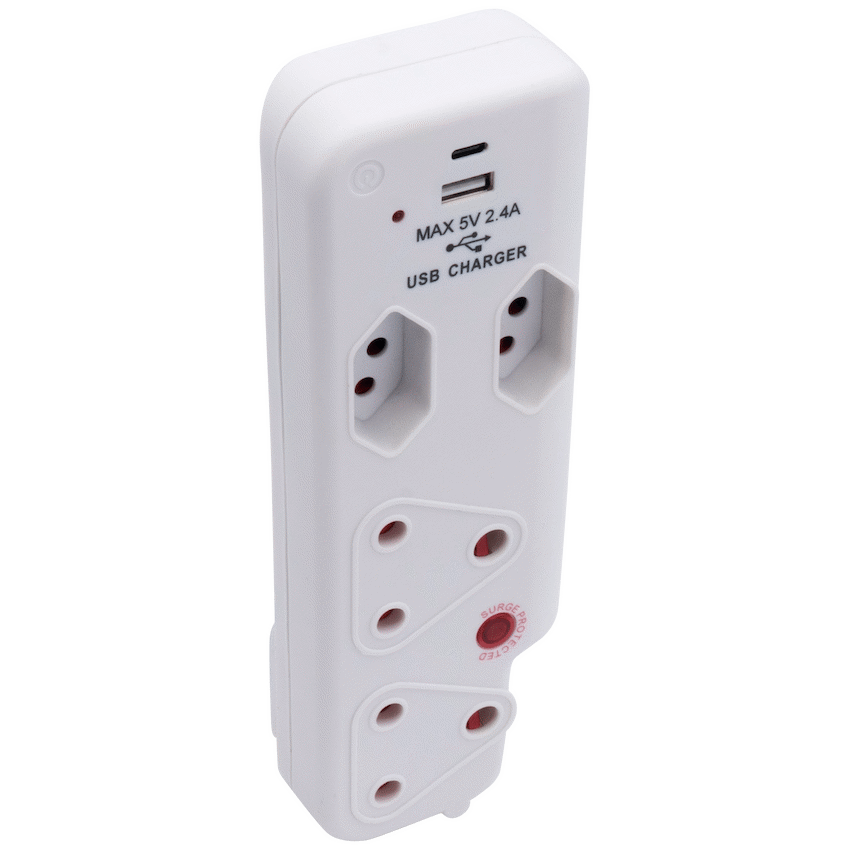 Ellies  4 Way Medium Surge adaptor with type C + USB