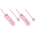 2x SWITCHED 4 Way Surge Multiplug 3M Braided Cord Pink