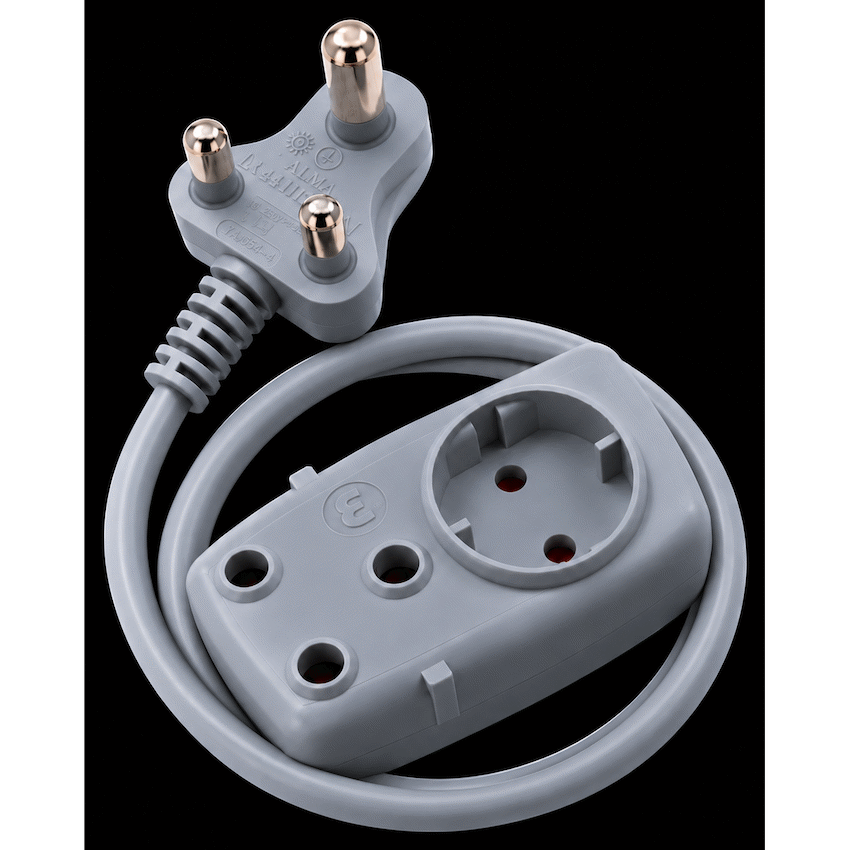 Ellies 2 way Light Duty Schuko Extension lead - 1M - GR