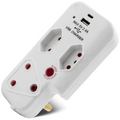Ellies 3 Way Surge Adaptor with Type C + USB - WT