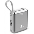 Volkano Solace Series 10 000 mAh Power Bank with Built-in USB-C & Lightning Cable - White & Silver