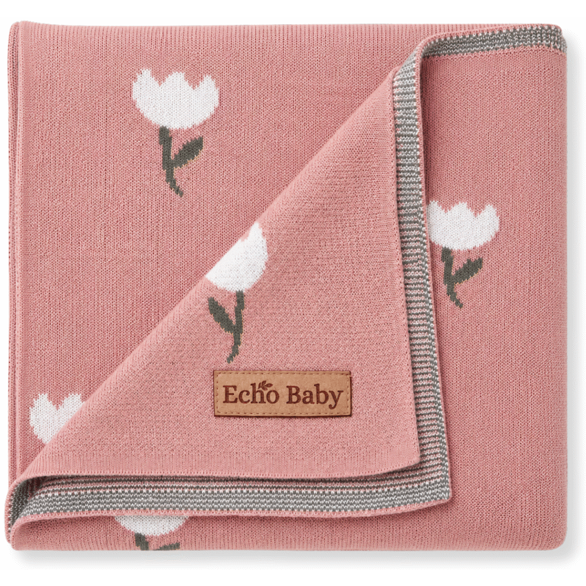 Echo Baby Knitted Blanket - Rose Pattern (Pink)