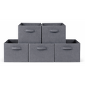 Everfurn Storeman Grey, Collapsible Fabric Organiser Storage Basket - 5 Pack