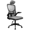 Everfurn Kira High Back Office Chair with Headrest - Grey with Black Frame