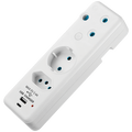 Ellies 3-Way Schuko Adaptor with Type-C + USB - White