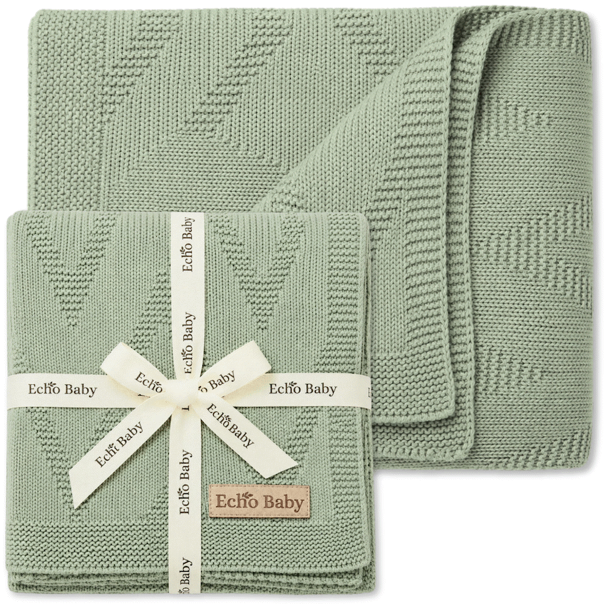 Echo Baby Knitted Baby Blanket - Sage