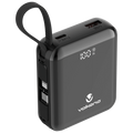 Volkano Solace Series 10 000 mAh Power Bank with Built-in USB-C & Lightning Cable - Black