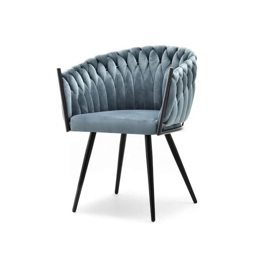 Everfurn Opulent Large Velvet Casual Chair Hazy Blue -2 Pack