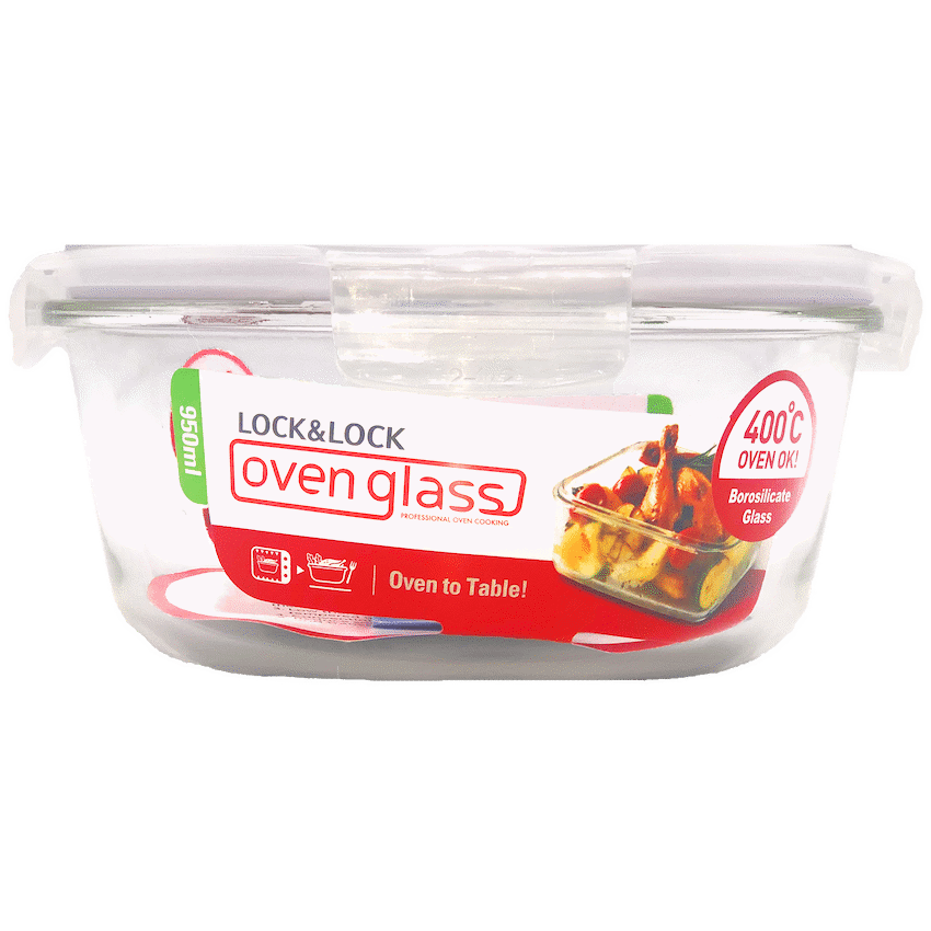 LocknLock Euro Glass container rnd 950ml ( Order in Qty of 4)