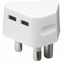 SPAR WALL CHARGER 3 PIN 2XUSB 2.1A WHITE 1'S
