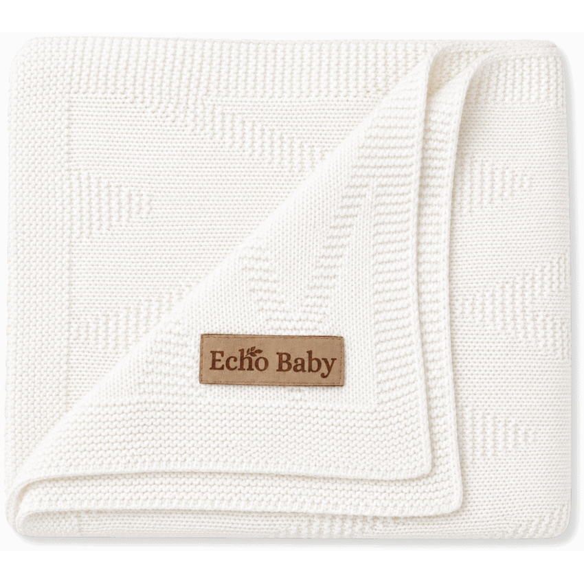 Echo Baby Knitted Baby Blanket - White
