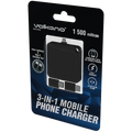 Volkano Relief Series 1500mah 3-in-1 Mobile Phone Charger - Black