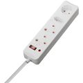 Switched 4-Way Surge-Protected Multiplug 3m Braided Cord - White
