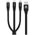 Volkano Slim Series Flat PVC 3-in-1 (Type-C / Lightning / Micro) Cable 30W 1m- Black