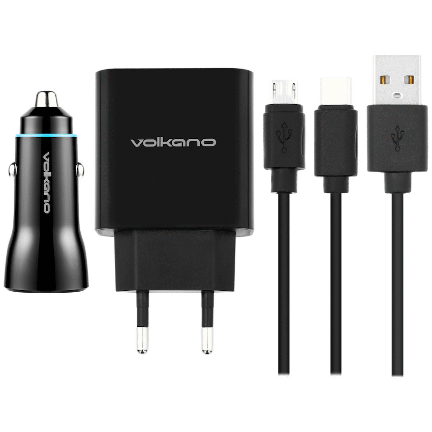 Volkano Cupla Series 3.1a Dual Output Charger + Volkano Cruise Duo Series Car Charger