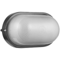 Ellies Illume Series - AC Oval Bulkhead - Aluminium + Glass - E27 Base - BK