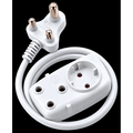 Ellies 2 way Light Duty Schuko Extension lead - 1.5M - WT