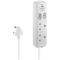 Switched 4-Way Extension Lead with 1x Type-C + 1x USB - 4m