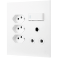 Ellies 4 Way (1x 3 Pin; 3x SANS 164-2) Single Switch Socket 4x4 (100mmx100mm) -WT