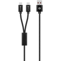 Amplify Linked Series USB to 2 x USB-C Braided Cable 60W 1.2m - Black