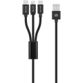 Bounce Cord Series 3 in 1 Charge Cable 1m - Black