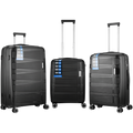 Travelwize Tourer PP 3Pc 4-wheel Spinner Luggage Set Black