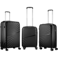 Travelwize Quartz PP 4-Wheels Spinner 3Pc Luggage Set Black