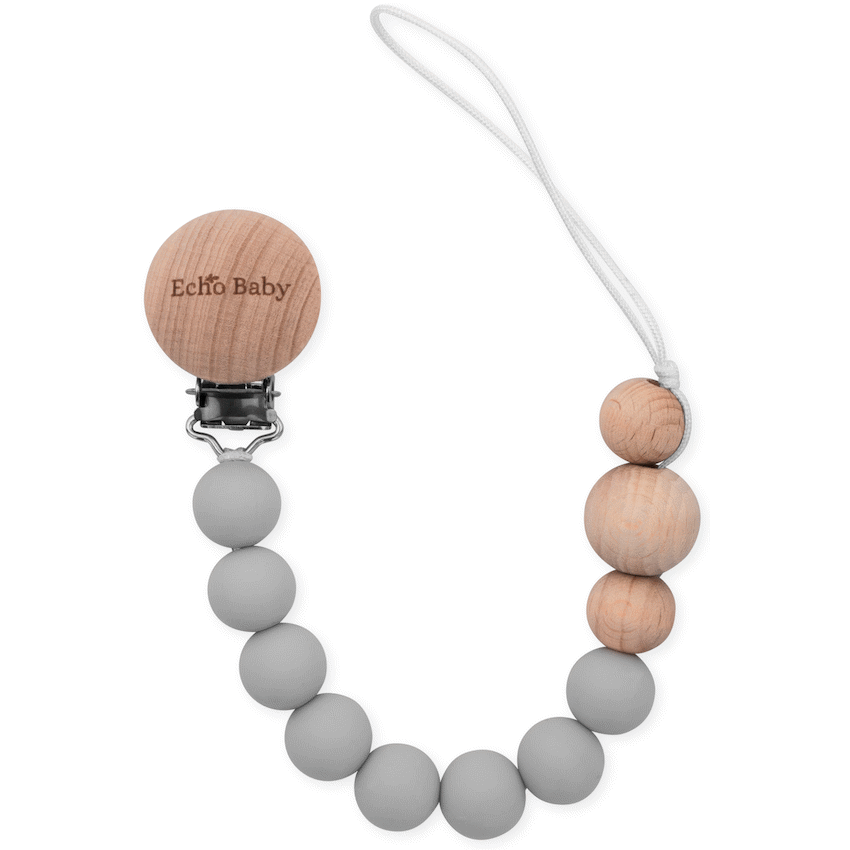 Echo Baby Silicone Dummy Clip - Stone