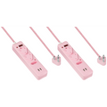 2x 3 Way Surge  Multiplug with Dual  USBs   Pink-0.5M