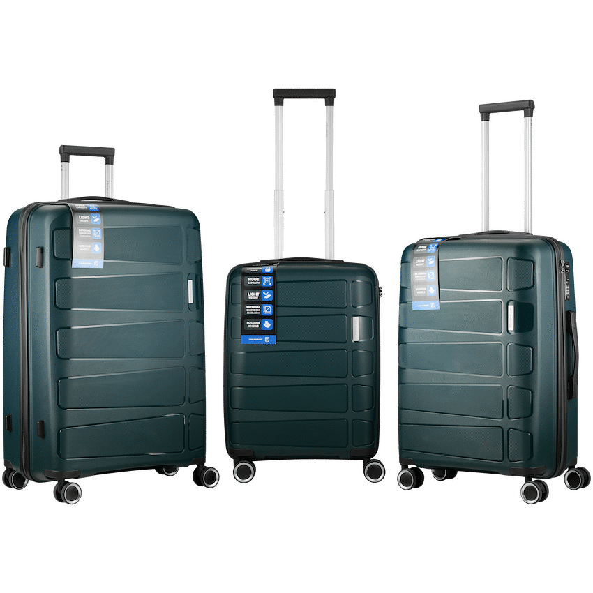 Travelwize Tourer PP 3Pc 4-wheel Spinner Luggage Set Petrol