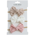 Echo Baby Bow Headbands - Set of 3 (Bone, white, pink)