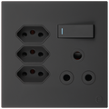 Ellies 4 Way (1x 3 Pin; 3x SANS 164-2) Single Switch Socket 4x4 (100mmx100mm) -BK