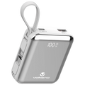 Volkano Solace Series 10 000 mAh Power Bank with Built-in USB-C & Lightning Cable - White & Silver