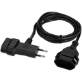 Switched Easy Cable Extender 2-Pin Euro to T-Shape AC 2-Pin Euro Socket 2m - Black