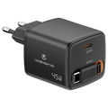 Volkano Sleek Series Fast Wall Charger 45W USB-C with Built-in Retractable 75cm Cable - Black