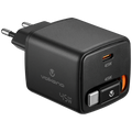 Volkano Sleek Series Fast Wall Charger 45W USB-C with Built-in Retractable 75cm Cable - Black