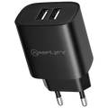 Amplify Dual USB A Wall Charger with USB A to Micro USB - Black