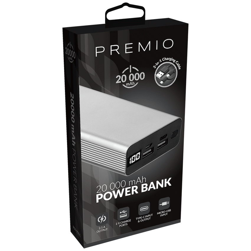 Premio Power Bank - 20000mah - Silver