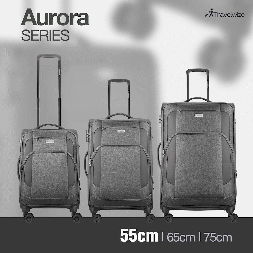 Travelwize Aurora 55cm 4-Wheel Spinner Trolley Case - Grey Melange