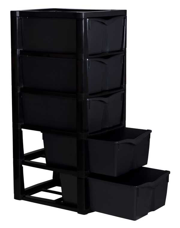 5 Drawer Glossy Storage unit (Black)
